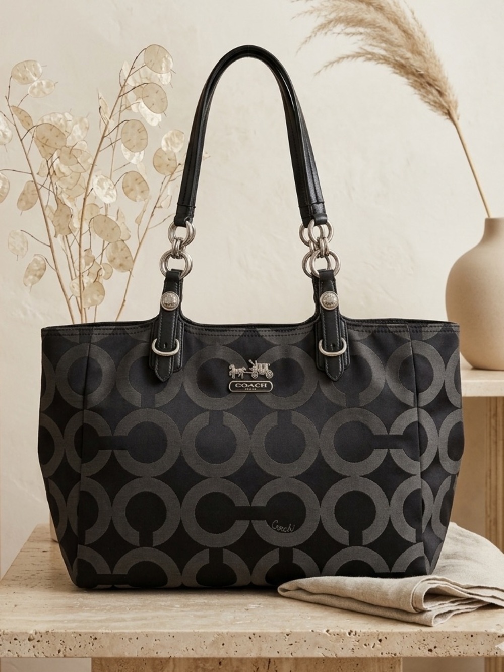 Coach Mia Op Art Sateen Tote